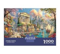 Ancient Harbor Scene DIY Jigsaw Puzzle Greek Temple Coastal Town Logic Skill Party Game Mind Relaxation After-school Activity Cognitive Development 52x38cm/1000pcs