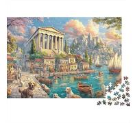 Ancient Harbor1000pc Recycled Cardboard Greek Temple Canal Jigsaw Puzzle Bundle Adult Beginners Ultra Difficult Puzzle Stress Relief Wall Decoration 70x50cm/1000pcs