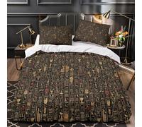 Ancient Hieroglyphs Duvet Cover 3D Design Printed Wrinkle-Resistant 3 Pieces Bedding Set Zipper Egyptian Quilt Cover Super Soft Breathable for Teens Kids Girls Boys Women Adults King（220x240cm）