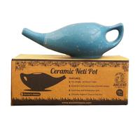 Ancient IMPEX Ceramic Neti Pot 225 Ml (7.6 FL Oz) - Blue Matte Finish | Handcrafted, Durable & Dishwasher Safe | Natural Nasal Cleansing & Sinus Relief Tool