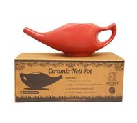Ancient IMPEX Ceramic Neti Pot 250 Ml (Red Crackle) with 5 Sachets Neti Salt | Natural Remedy for Allergy Relief, Sinus & Nasal Hygiene | Ayurvedic Nasal Rinse Pot