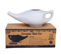 Ancient IMPEX Ceramic Neti Pot 250 Ml (White) with 5 Sachets Neti Salt | Natural Remedy for Nasal Irrigation, Sinus Relief & Nasal Hygiene | Ayurvedic Nasal Rinse Pot
