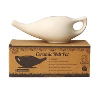 Ancient Impex Ceramic Neti Pot 270 ml (Cream) with 5 Sachets Neti Salt | Dishwasher Safe Sinus Rinse Pot for Natural Nasal Cleansing & Allergy Relief