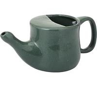 Ancient Impex Ceramic Neti Pot, Spill Proof with 5 Sachets Neti Salt - Forest Green Color, Holds 400 ML (13.5 FL Oz)