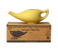 Ancient Impex Ceramic Neti Pot with 5 Sachet Neti Salt for Nasal Cleansing-Yellow Color
