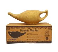 Ancient Impex Ceramic Neti Pot with 5 Sachets Neti Salt, a Natural Remedy for Nasal Cleansing - 250 Ml Capacity (Freckle Orange)