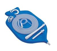Ancient Impex Rubber Enema Bag Kit for Colon Cleansing - 2 Quarts Open Top, Blue, with Silicone Hose & All Accessories Included - Reusable Home Detox & Constipation Relief System.