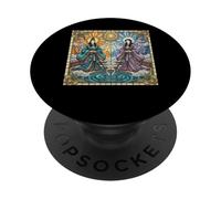 Ancient Japan Deity Izanagi and Izanami Stained Glass PopSockets Adhesive PopGrip