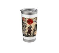 Ancient Japan Samurai Bear Under Reddish Sun Stainless Steel Insulated Tumbler