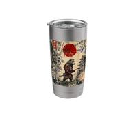 Ancient Japan Samurai Bear Under Reddish Sun Stainless Steel Insulated Tumbler