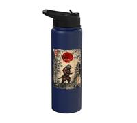Ancient Japan Samurai Bear Under Reddish Sun Stainless Steel Insulated Water Bottle