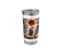Ancient Japan Samurai Cat Under Reddish Sun Stainless Steel Insulated Tumbler