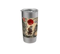 Ancient Japan Samurai Cat Under Reddish Sun Stainless Steel Insulated Tumbler