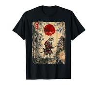 Ancient Japan Samurai Cat Under Reddish Sun T-Shirt