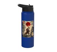 Ancient Japan Samurai Fox Under Reddish Sun Stainless Steel Insulated Water Bottle