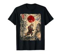 Ancient Japan Samurai Fox Under Reddish Sun T-Shirt
