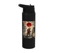 Ancient Japan Samurai Monkey Under Reddish Sun Stainless Steel Insulated Water Bottle