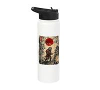 Ancient Japan Samurai Monkey Under Reddish Sun Stainless Steel Insulated Water Bottle