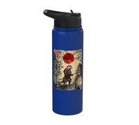 Ancient Japan Samurai Otter Under Reddish Sun Stainless Steel Insulated Water Bottle
