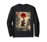 Ancient Japan Samurai Rabbit Under Reddish Sun Long Sleeve T-Shirt