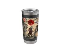 Ancient Japan Samurai Raccoon Under Reddish Sun Stainless Steel Insulated Tumbler