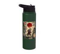 Ancient Japan Samurai Tiger Under Reddish Sun Stainless Steel Insulated Water Bottle