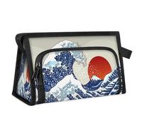 Ancient Japan Wave Travel Makeup Bag for Women Men Kids Girls Boys Japan Sun Multipurpose Wash Pouch Bag Toiletry Cosmetic Toiletries Shower Bag Organizer