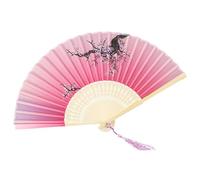Ancient Japanese Hand Fan - Chinese Folding Fan | Handheld Folding Fan Small Folding Hand Fan, Japanese Silk Folding Fans with Tassels Silk bambou Tassel Fan Antiquity Chinese Fan for Dance Bambou Fan