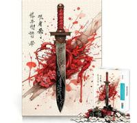 Ancient Japanese Katana Teenagers 1000 Pieces Puzzle Memory Fun Game Clean Cut Sturdy Components Portable Travel Friendly Fun Game (38x26cm)