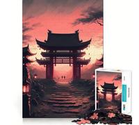 Ancient Japanese Landscape 1000 Jigsaw Puzzle Mental Fun Game Seamless Fit Precise Pieces Relaxing Indoor Group Activity (50x75cm)