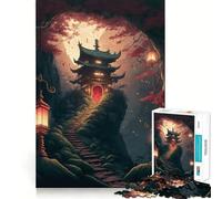 Ancient Japanese Landscape 1000 Piece Jigsaws for Adults Think Training Play Tight Lock No Loose Pieces Unique Gift for Stress Relief (38x26cm)