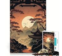 Ancient Japanese Landscape 1000 Piece Teenager Puzzles Cognitive Boost Fun Tight Lock No Loose Pieces Engaging Way to Pass Free Hours (38x52cm)