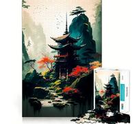 Ancient Japanese Landscape Adult Jigsaw1000 Pieces Mind Boost Game Premium Laser Cut Quality Relaxing Indoor Group Activity (38x26cm)
