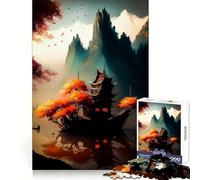 Ancient Japanese Landscape Jigsaw Puzzle 1000 Piece for Adults Strategic Think Peaceful Escape Precise Fit Lovely Gift (38x52cm)