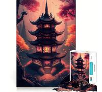 Ancient Japanese Landscape Jigsaw Puzzle1000 Pieces Thinking Skill Game Seamless Fit Precise Pieces Family Fun Night Activity (38x52cm)