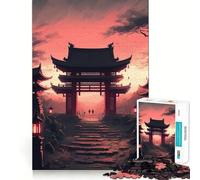 Ancient Japanese Landscape Jigsaw Puzzle1000 Pieces Thinking Skill Game Seamless Fit Precise Pieces Family Fun Night Activity (38x52cm)