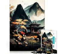 Ancient Japanese Landscape Jigsaw Puzzles1000 Pieces Cognitive Train Fun Flawless Interlocking Pieces Birthday Gift Brain Teaser Toy (38x26cm)