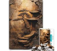 Ancient Japanese Pagoda Stone Carving Jigsaw Puzzle for Adults, 1000 Pieces | Piece-by-piece progress - a simple way to organise the image over several sessions.