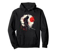 Ancient Japanese Samurai Fighter Martial Arts Retro Vintage Pullover Hoodie, Adult Unisex, Black, X-Large