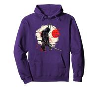 Ancient Japanese Samurai Fighter Martial Arts Retro Vintage Pullover Hoodie, Adult Unisex, Purple, Small