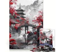 Ancient Japanese Temple 1000 Piece Jigsaw Puzzle for Adults Logical Think Soft Distraction Seamless Lock Festive Present (38x52cm)