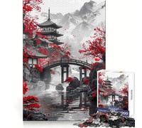 Ancient Japanese Temple 1000 Piece Jigsaw Puzzles for Adults Teenagers Focus Training Quiet Recreation Fine Edges Joyful Xmas (50x75cm)