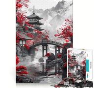 Ancient Japanese Temple Jigsaw for Teenagers1000 Pieces Mental Boost Game Burr Free Clean Cut Pieces Easy to Learn Family Enjoyment (50x75cm)