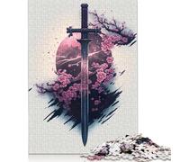 Ancient Katana Puzzles for Adults 500 Piece Wooden Puzzle Adult Jigsaw Puzzle Puzzles for Adults Teens 500pcs (52x38cm)