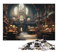 Ancient Library 1000 Pieces Wooden Jigsaw Puzzle Adults Fun Decoration Toy Intellectual Game Stress Relief Education Game Relaxation And Intelligence 1000pcs (75x50cm)