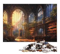 Ancient Library 300 Pieces Wooden Jigsaw Puzzle Adults Fun Home Decoration Stress Relief Toy Education Game Toy Intellectual Game Challenge Educational 300pcs (40x28cm)