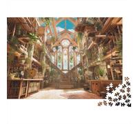 Ancient Library Wooden Jigsaw Puzzles 1000 Pieces for Adults Fun Toy Intellectual Game Home Decoration Stress Relief Education Game Premium & Durable 52x38cm/1000pcs