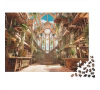Ancient Library Wooden Jigsaw Puzzles 1000 Pieces for Adults Fun Toy Intellectual Game Home Decoration Stress Relief Education Game Premium & Durable 38x26cm/1000pcs