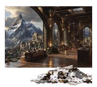 Ancient Library Wooden Jigsaw Puzzles Adults Fun 500 Pieces Home Decoration Stress Relief Toy Intellectual Game Education Game Relaxation And Intelligence 500pcs (52x38cm)