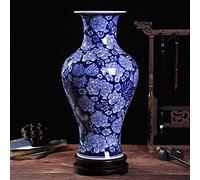 Ancient Lucky Plum Motif Blue And White Porcelain Flower Vase 13.7 Incheschinoiserie Hand-painted Fenshui Blue Background Reward Bottle (A),A